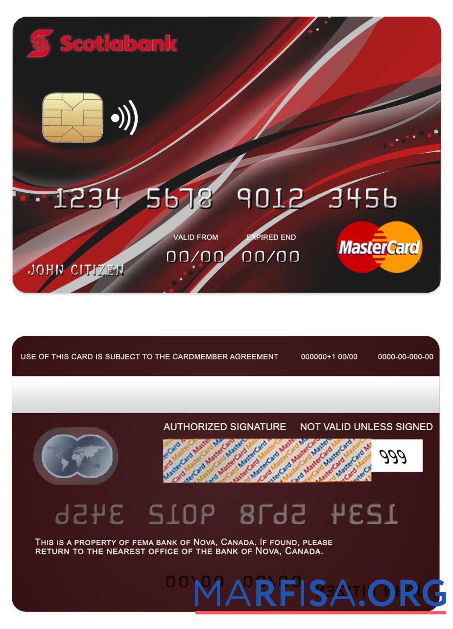 Blank Canada Nova bank mastercard download for verification